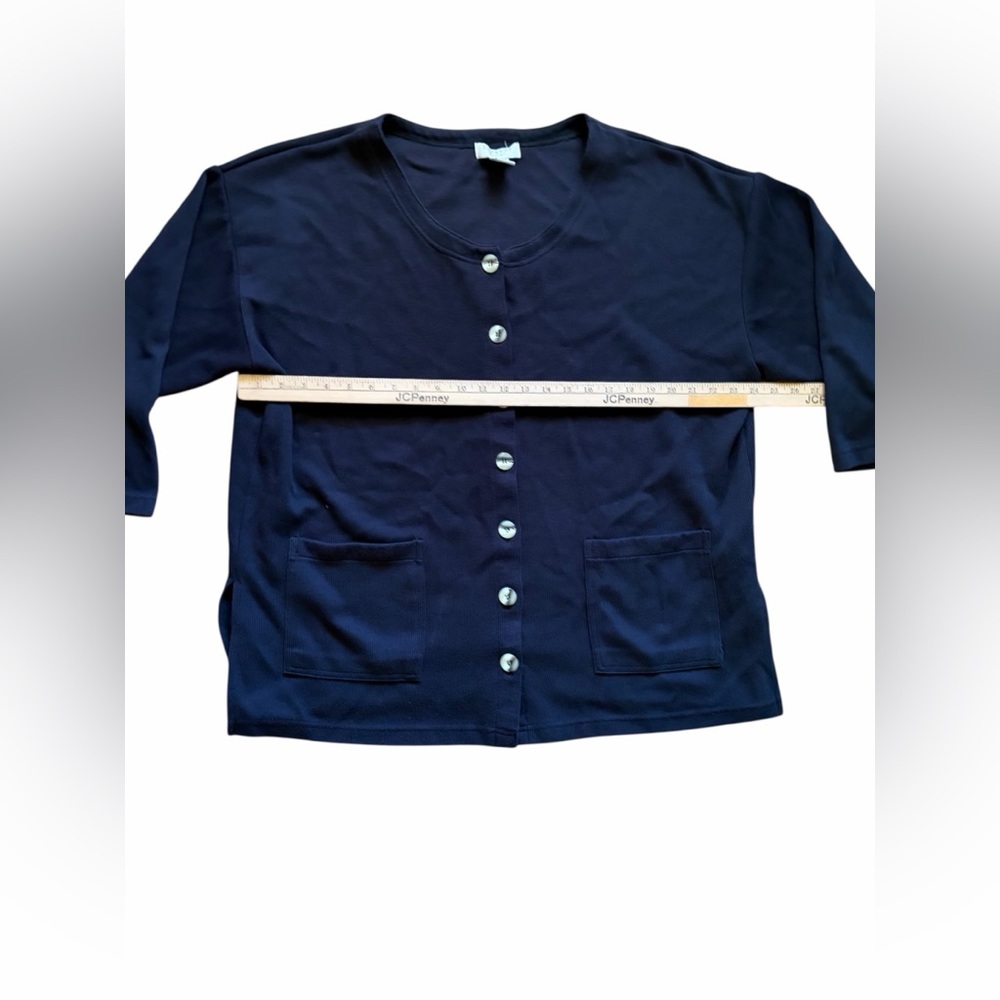 90’s Navy Button-Front Cardigan With Patch Pockets - image 5